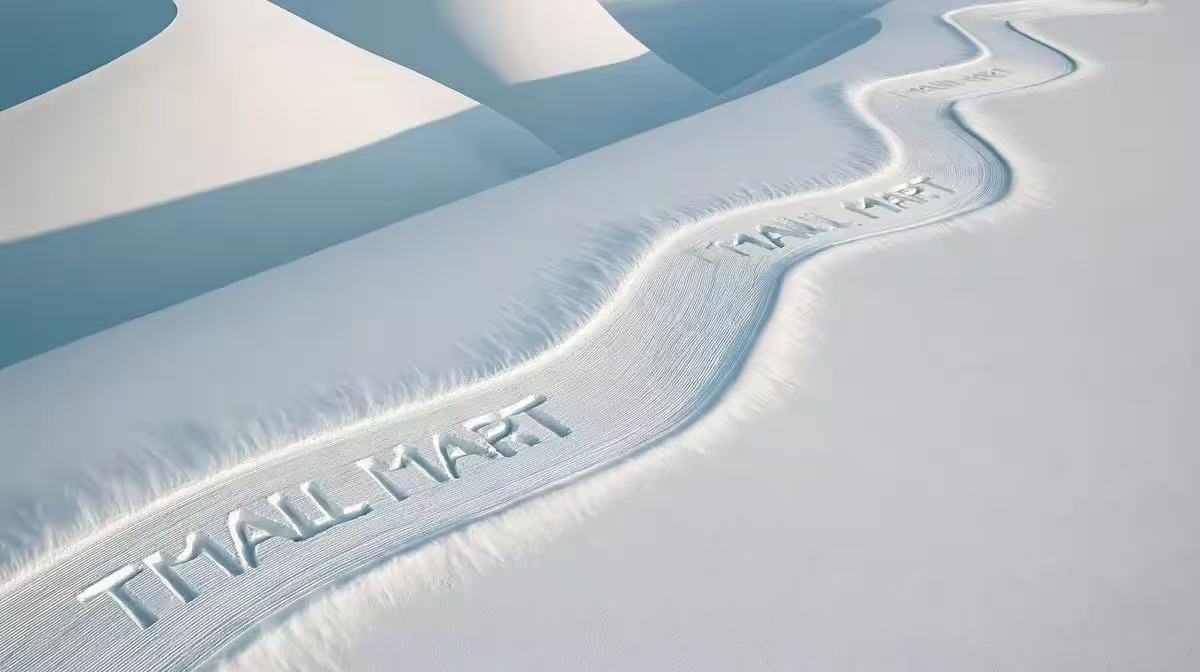 AI 灵感库：雪地中蜿蜒的 TMALL MART 字样与蓝色光影